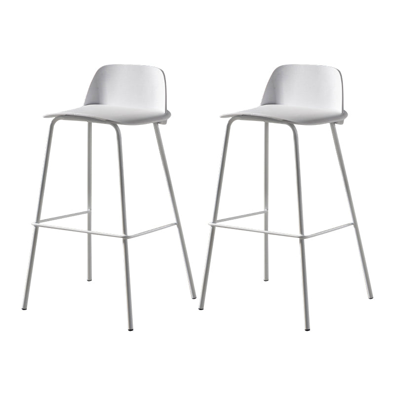 Contemporary Bar Stool Armless Plastic Low Back Counter Chair with Iron Base White 2 Piece Set Bar Stool(30"H) Clearhalo 'Bar Furniture' 'Bar Stools' 'bar_stools' 'furn' 'furn_bar_stools' 'furniture_bar_stools' 'Kitchen & Dining Furniture' 'kitchen&dining_furn' 'kitchen' 'kitchen_furn' Furniture' 4250938