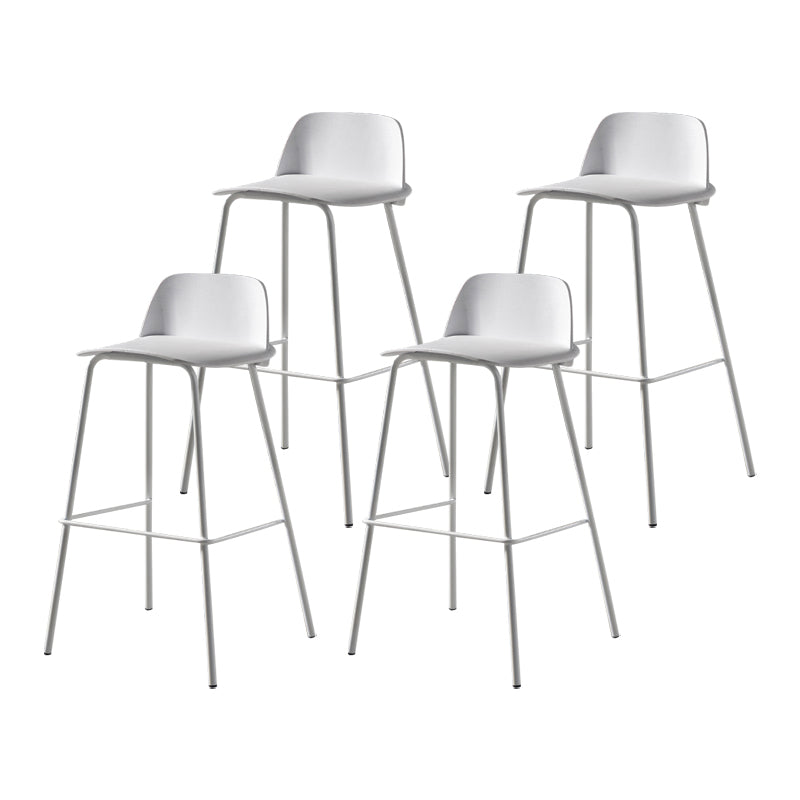 Contemporary Bar Stool Armless Plastic Low Back Counter Chair with Iron Base White 4 Piece Set Bar Stool(30"H) Clearhalo 'Bar Furniture' 'Bar Stools' 'bar_stools' 'furn' 'furn_bar_stools' 'furniture_bar_stools' 'Kitchen & Dining Furniture' 'kitchen&dining_furn' 'kitchen' 'kitchen_furn' Furniture' 4250939