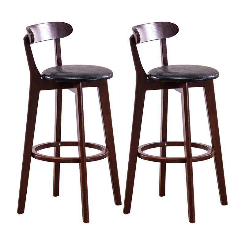 Contemporary Bar Stool Armless Wood Low Back Bar Stool with Footrest Dark Brown Black 2 Piece Set Clearhalo 'Bar Furniture' 'Bar Stools' 'bar_stools' 'furn' 'furn_bar_stools' 'furniture_bar_stools' 'Kitchen & Dining Furniture' 'kitchen&dining_furn' 'kitchen' 'kitchen_furn' Furniture' 4250944