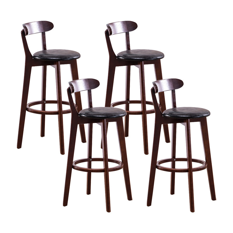 Contemporary Bar Stool Armless Wood Low Back Bar Stool with Footrest Dark Brown Black 4 Piece Set Clearhalo 'Bar Furniture' 'Bar Stools' 'bar_stools' 'furn' 'furn_bar_stools' 'furniture_bar_stools' 'Kitchen & Dining Furniture' 'kitchen&dining_furn' 'kitchen' 'kitchen_furn' Furniture' 4250947
