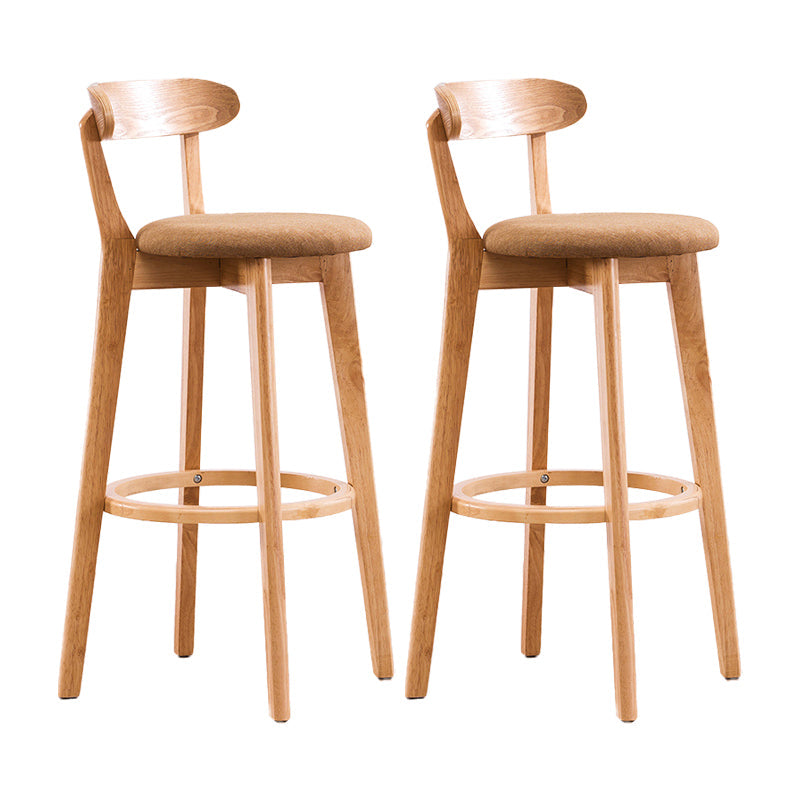 Contemporary Bar Stool Armless Wood Low Back Bar Stool with Footrest Wood Khaki 2 Piece Set Clearhalo 'Bar Furniture' 'Bar Stools' 'bar_stools' 'furn' 'furn_bar_stools' 'furniture_bar_stools' 'Kitchen & Dining Furniture' 'kitchen&dining_furn' 'kitchen' 'kitchen_furn' Furniture' 4250951