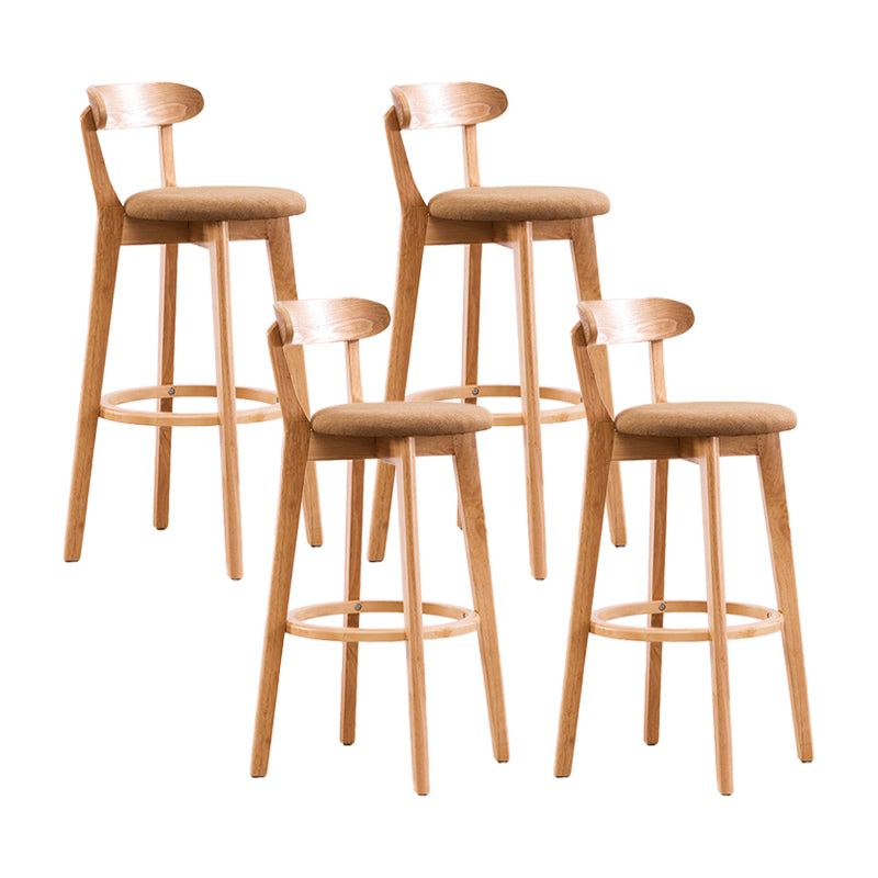 Contemporary Bar Stool Armless Wood Low Back Bar Stool with Footrest Wood Khaki 4 Piece Set Clearhalo 'Bar Furniture' 'Bar Stools' 'bar_stools' 'furn' 'furn_bar_stools' 'furniture_bar_stools' 'Kitchen & Dining Furniture' 'kitchen&dining_furn' 'kitchen' 'kitchen_furn' Furniture' 4250953
