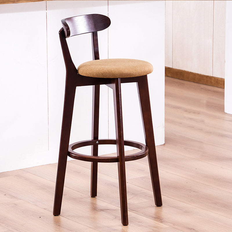 Contemporary Bar Stool Armless Wood Low Back Bar Stool with Footrest Dark Brown Khaki 1 Piece Clearhalo 'Bar Furniture' 'Bar Stools' 'bar_stools' 'furn' 'furn_bar_stools' 'furniture_bar_stools' 'Kitchen & Dining Furniture' 'kitchen&dining_furn' 'kitchen' 'kitchen_furn' Furniture' 4250966
