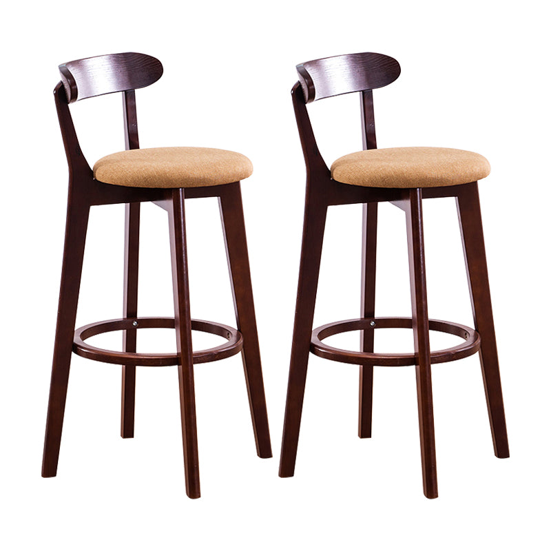 Contemporary Bar Stool Armless Wood Low Back Bar Stool with Footrest Dark Brown Khaki 2 Piece Set Clearhalo 'Bar Furniture' 'Bar Stools' 'bar_stools' 'furn' 'furn_bar_stools' 'furniture_bar_stools' 'Kitchen & Dining Furniture' 'kitchen&dining_furn' 'kitchen' 'kitchen_furn' Furniture' 4250967