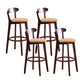Contemporary Bar Stool Armless Wood Low Back Bar Stool with Footrest Dark Brown Khaki 4 Piece Set Clearhalo 'Bar Furniture' 'Bar Stools' 'bar_stools' 'furn' 'furn_bar_stools' 'furniture_bar_stools' 'Kitchen & Dining Furniture' 'kitchen&dining_furn' 'kitchen' 'kitchen_furn' Furniture' 4250968