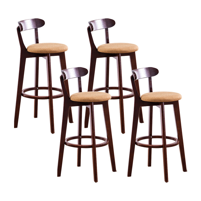 Contemporary Bar Stool Armless Wood Low Back Bar Stool with Footrest Dark Brown Khaki 4 Piece Set Clearhalo 'Bar Furniture' 'Bar Stools' 'bar_stools' 'furn' 'furn_bar_stools' 'furniture_bar_stools' 'Kitchen & Dining Furniture' 'kitchen&dining_furn' 'kitchen' 'kitchen_furn' Furniture' 4250968