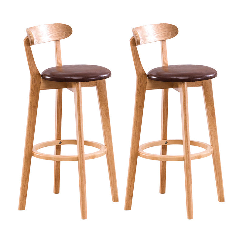 Contemporary Bar Stool Armless Wood Low Back Bar Stool with Footrest Wood Brown 2 Piece Set Clearhalo 'Bar Furniture' 'Bar Stools' 'bar_stools' 'furn' 'furn_bar_stools' 'furniture_bar_stools' 'Kitchen & Dining Furniture' 'kitchen&dining_furn' 'kitchen' 'kitchen_furn' Furniture' 4250970