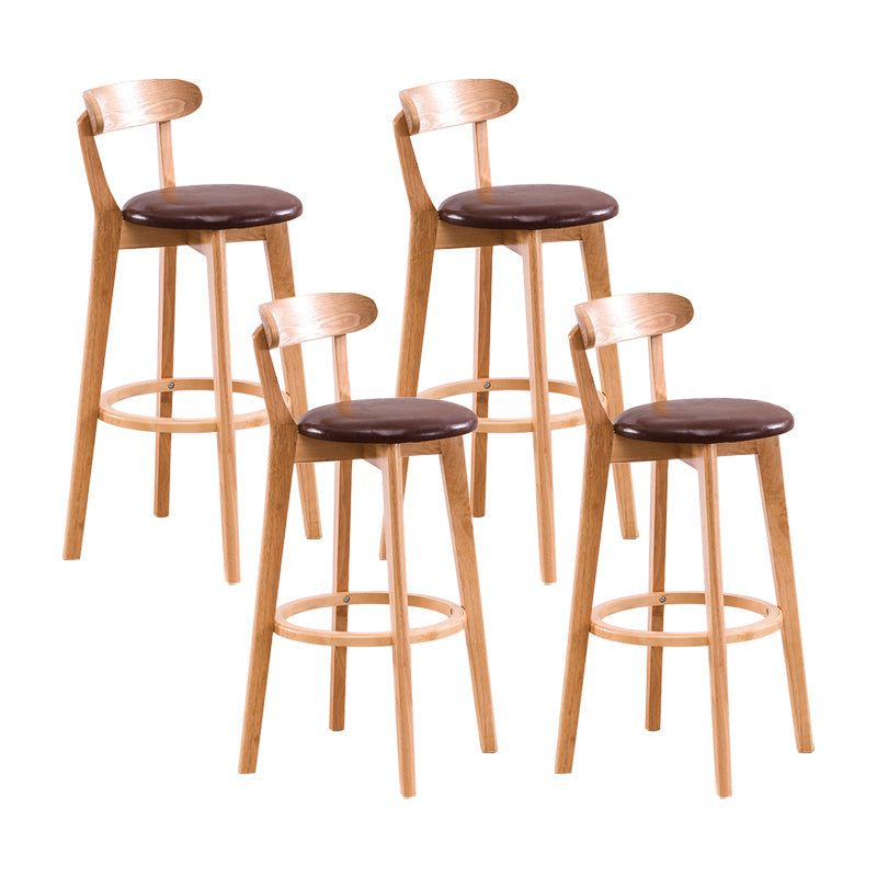 Contemporary Bar Stool Armless Wood Low Back Bar Stool with Footrest Wood Brown 4 Piece Set Clearhalo 'Bar Furniture' 'Bar Stools' 'bar_stools' 'furn' 'furn_bar_stools' 'furniture_bar_stools' 'Kitchen & Dining Furniture' 'kitchen&dining_furn' 'kitchen' 'kitchen_furn' Furniture' 4250971