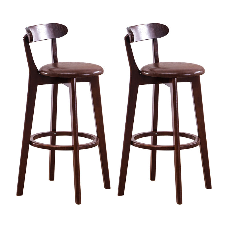 Contemporary Bar Stool Armless Wood Low Back Bar Stool with Footrest Dark Brown Brown 2 Piece Set Clearhalo 'Bar Furniture' 'Bar Stools' 'bar_stools' 'furn' 'furn_bar_stools' 'furniture_bar_stools' 'Kitchen & Dining Furniture' 'kitchen&dining_furn' 'kitchen' 'kitchen_furn' Furniture' 4250973