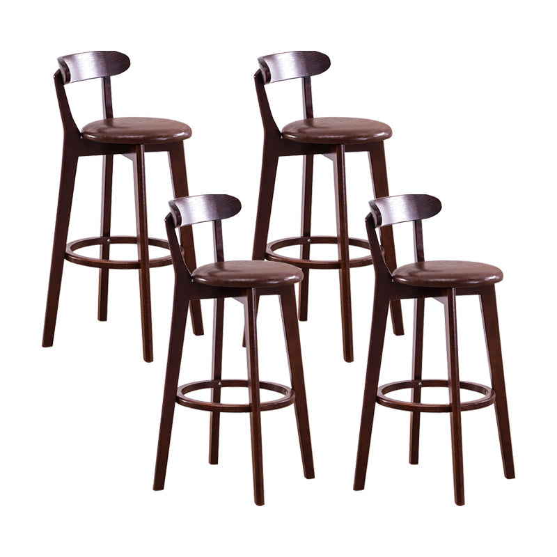 Contemporary Bar Stool Armless Wood Low Back Bar Stool with Footrest Dark Brown Brown 4 Piece Set Clearhalo 'Bar Furniture' 'Bar Stools' 'bar_stools' 'furn' 'furn_bar_stools' 'furniture_bar_stools' 'Kitchen & Dining Furniture' 'kitchen&dining_furn' 'kitchen' 'kitchen_furn' Furniture' 4250974