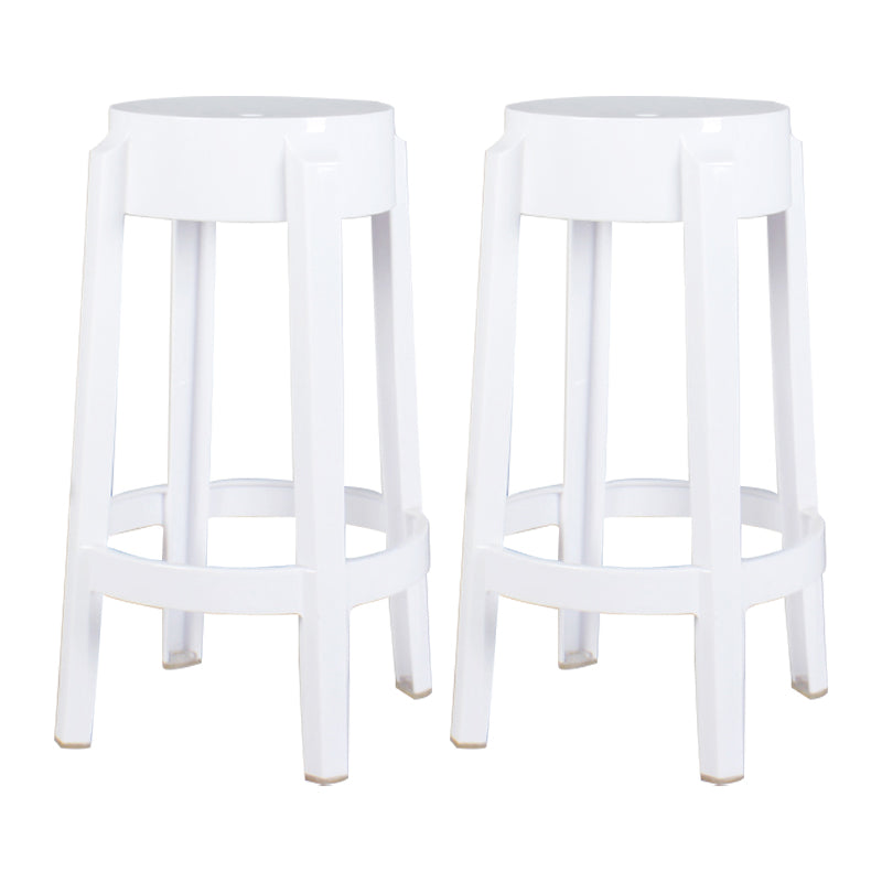 Modern Armless Backless Counter Stool Plastic Living Room Bar Stool with Plastic Pedal White 2 Piece Set Counter Stool(26"H) Clearhalo 'Bar Furniture' 'Bar Stools' 'bar_stools' 'furn' 'furn_bar_stools' 'furniture_bar_stools' 'Kitchen & Dining Furniture' 'kitchen&dining_furn' 'kitchen' 'kitchen_furn' Furniture' 4251007