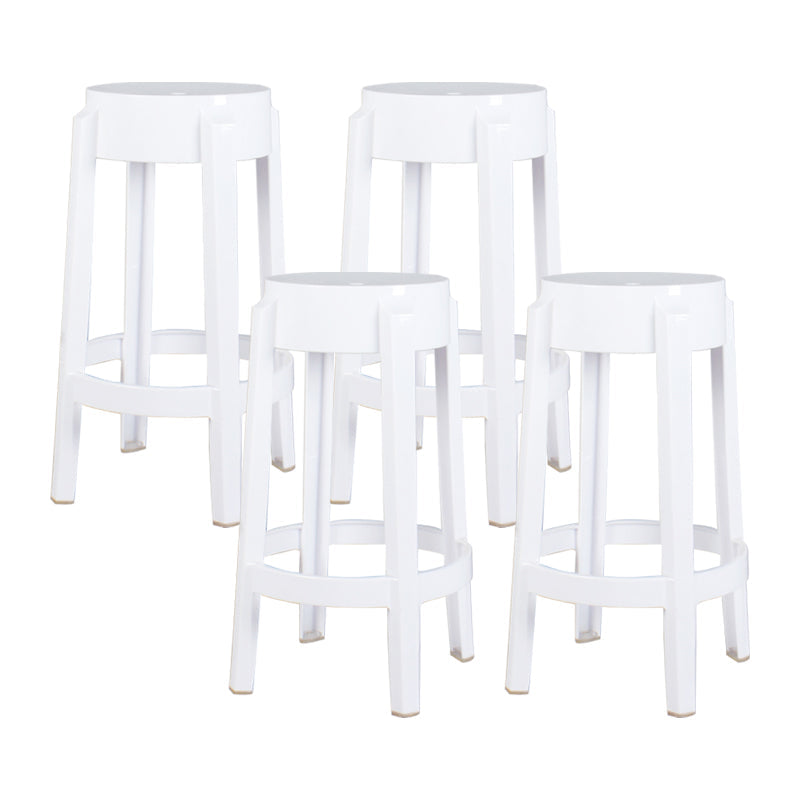 Modern Armless Backless Counter Stool Plastic Living Room Bar Stool with Plastic Pedal White 4 Piece Set Counter Stool(26"H) Clearhalo 'Bar Furniture' 'Bar Stools' 'bar_stools' 'furn' 'furn_bar_stools' 'furniture_bar_stools' 'Kitchen & Dining Furniture' 'kitchen&dining_furn' 'kitchen' 'kitchen_furn' Furniture' 4251009