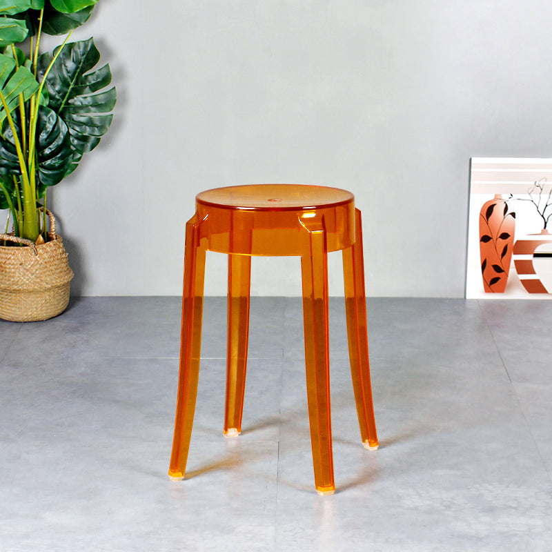 Modern Armless Backless Counter Stool Plastic Living Room Bar Stool with Plastic Pedal Orange 1 Piece Short Stool(18"H) Clearhalo 'Bar Furniture' 'Bar Stools' 'bar_stools' 'furn' 'furn_bar_stools' 'furniture_bar_stools' 'Kitchen & Dining Furniture' 'kitchen&dining_furn' 'kitchen' 'kitchen_furn' Furniture' 4251010