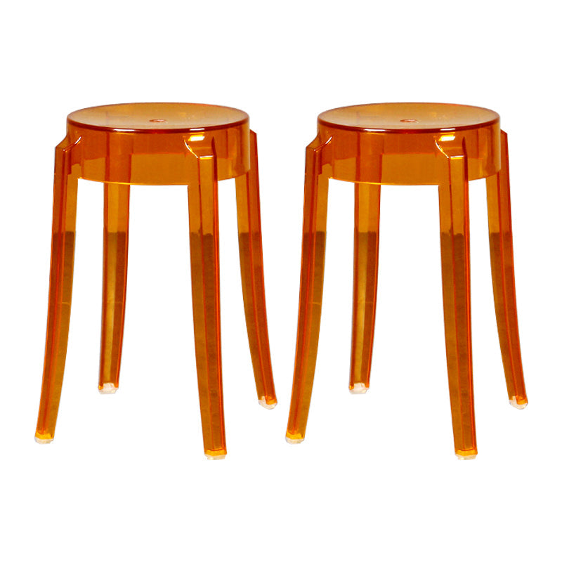 Modern Armless Backless Counter Stool Plastic Living Room Bar Stool with Plastic Pedal Orange 2 Piece Set Short Stool(18"H) Clearhalo 'Bar Furniture' 'Bar Stools' 'bar_stools' 'furn' 'furn_bar_stools' 'furniture_bar_stools' 'Kitchen & Dining Furniture' 'kitchen&dining_furn' 'kitchen' 'kitchen_furn' Furniture' 4251013