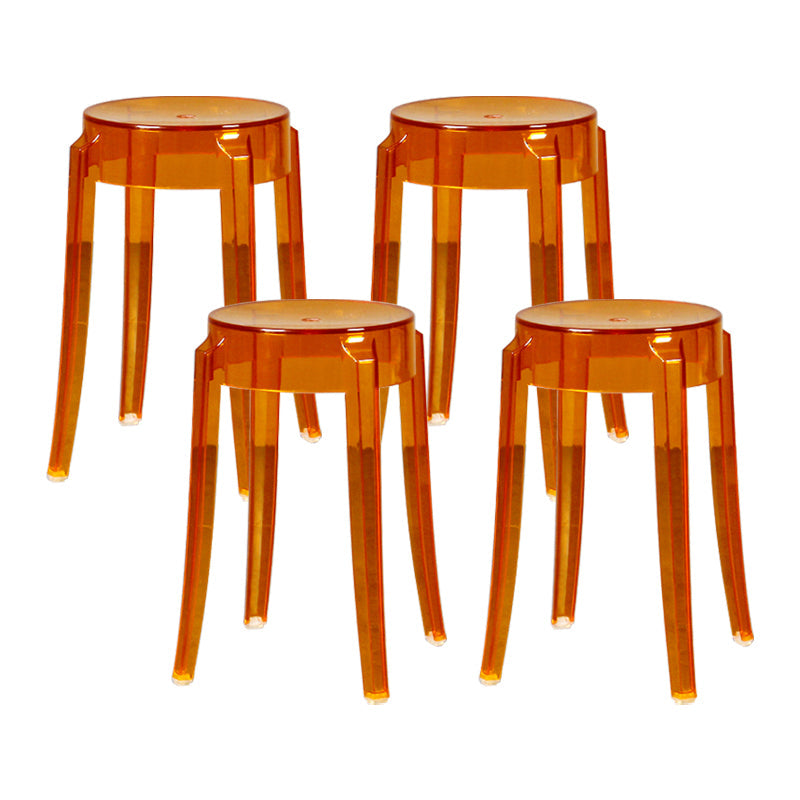 Modern Armless Backless Counter Stool Plastic Living Room Bar Stool with Plastic Pedal Orange 4 Piece Set Short Stool(18"H) Clearhalo 'Bar Furniture' 'Bar Stools' 'bar_stools' 'furn' 'furn_bar_stools' 'furniture_bar_stools' 'Kitchen & Dining Furniture' 'kitchen&dining_furn' 'kitchen' 'kitchen_furn' Furniture' 4251015