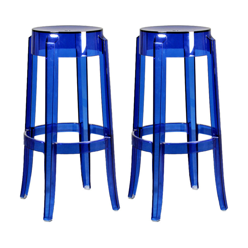 Modern Armless Backless Counter Stool Plastic Living Room Bar Stool with Plastic Pedal Dark Blue 2 Piece Set Bar Stool(30"H) Clearhalo 'Bar Furniture' 'Bar Stools' 'bar_stools' 'furn' 'furn_bar_stools' 'furniture_bar_stools' 'Kitchen & Dining Furniture' 'kitchen&dining_furn' 'kitchen' 'kitchen_furn' Furniture' 4251019