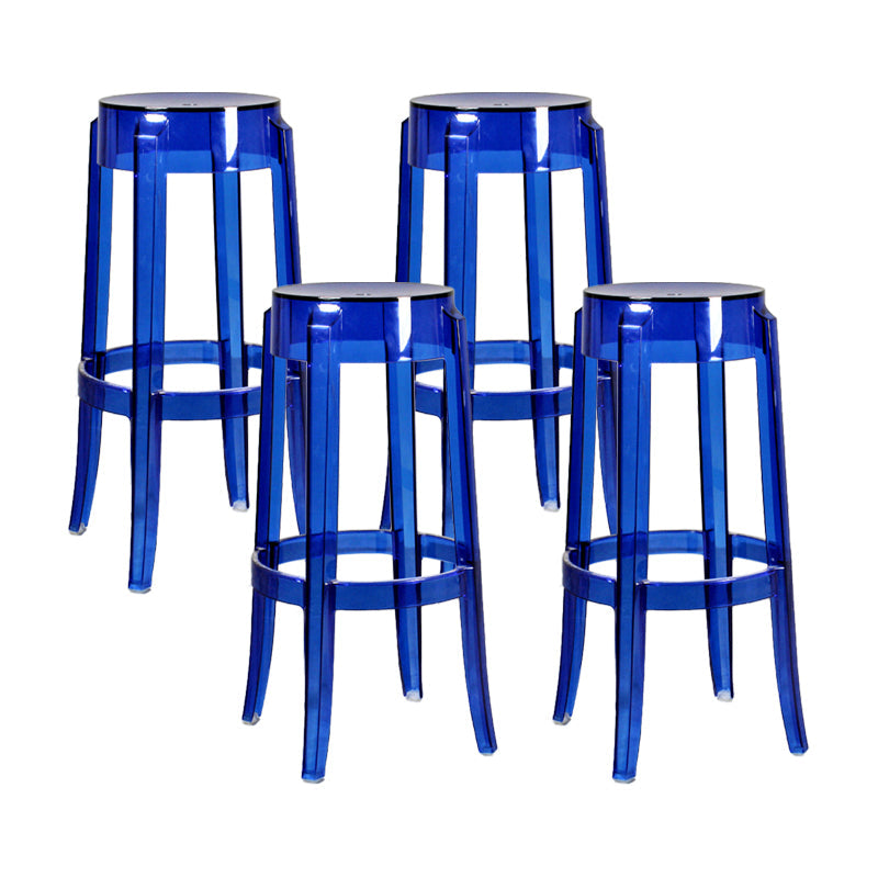 Modern Armless Backless Counter Stool Plastic Living Room Bar Stool with Plastic Pedal Dark Blue 4 Piece Set Bar Stool(30"H) Clearhalo 'Bar Furniture' 'Bar Stools' 'bar_stools' 'furn' 'furn_bar_stools' 'furniture_bar_stools' 'Kitchen & Dining Furniture' 'kitchen&dining_furn' 'kitchen' 'kitchen_furn' Furniture' 4251021