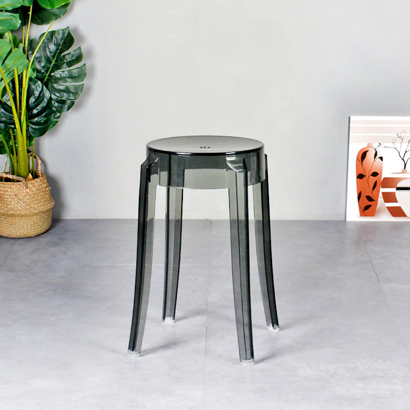 Modern Armless Backless Counter Stool Plastic Living Room Bar Stool with Plastic Pedal Smoke Gray 1 Piece Short Stool(18"H) Clearhalo 'Bar Furniture' 'Bar Stools' 'bar_stools' 'furn' 'furn_bar_stools' 'furniture_bar_stools' 'Kitchen & Dining Furniture' 'kitchen&dining_furn' 'kitchen' 'kitchen_furn' Furniture' 4251023