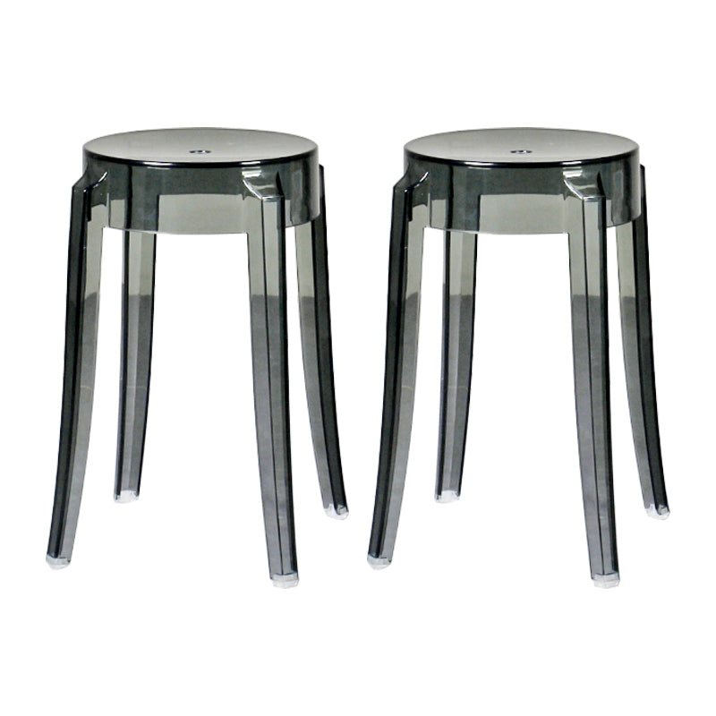 Modern Armless Backless Counter Stool Plastic Living Room Bar Stool with Plastic Pedal Smoke Gray 2 Piece Set Short Stool(18"H) Clearhalo 'Bar Furniture' 'Bar Stools' 'bar_stools' 'furn' 'furn_bar_stools' 'furniture_bar_stools' 'Kitchen & Dining Furniture' 'kitchen&dining_furn' 'kitchen' 'kitchen_furn' Furniture' 4251024