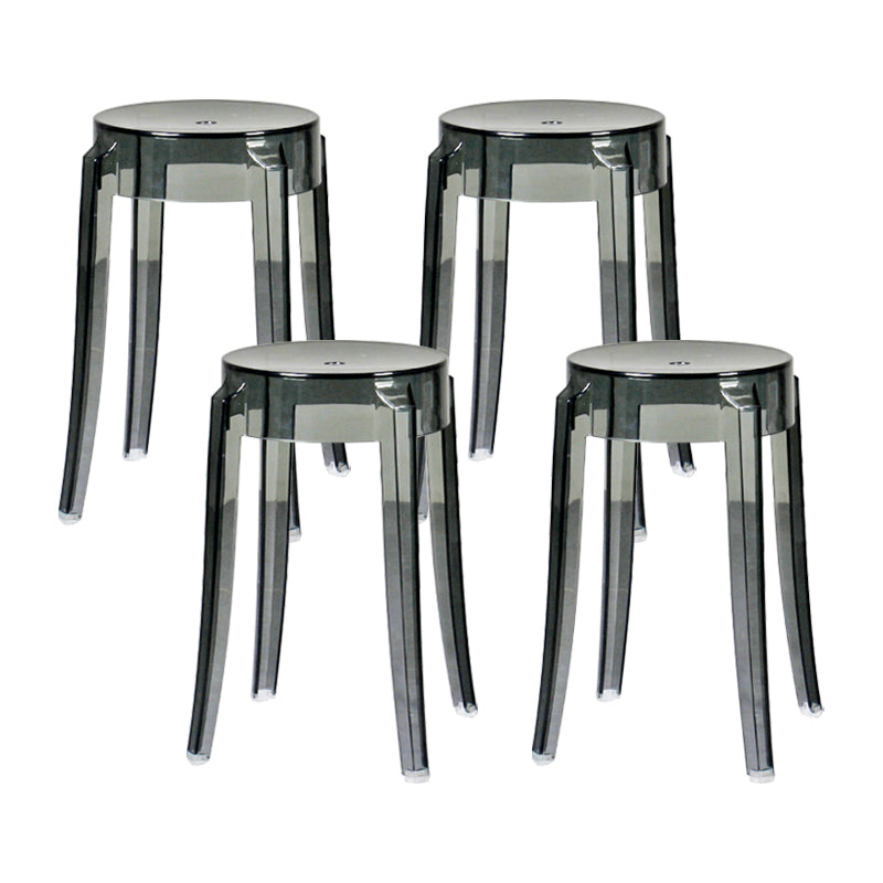 Modern Armless Backless Counter Stool Plastic Living Room Bar Stool with Plastic Pedal Smoke Gray 4 Piece Set Short Stool(18"H) Clearhalo 'Bar Furniture' 'Bar Stools' 'bar_stools' 'furn' 'furn_bar_stools' 'furniture_bar_stools' 'Kitchen & Dining Furniture' 'kitchen&dining_furn' 'kitchen' 'kitchen_furn' Furniture' 4251027