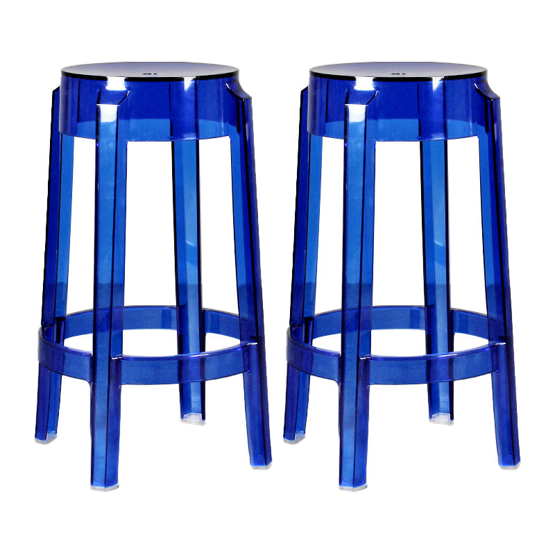 Modern Armless Backless Counter Stool Plastic Living Room Bar Stool with Plastic Pedal Dark Blue 2 Piece Set Counter Stool(26"H) Clearhalo 'Bar Furniture' 'Bar Stools' 'bar_stools' 'furn' 'furn_bar_stools' 'furniture_bar_stools' 'Kitchen & Dining Furniture' 'kitchen&dining_furn' 'kitchen' 'kitchen_furn' Furniture' 4251029