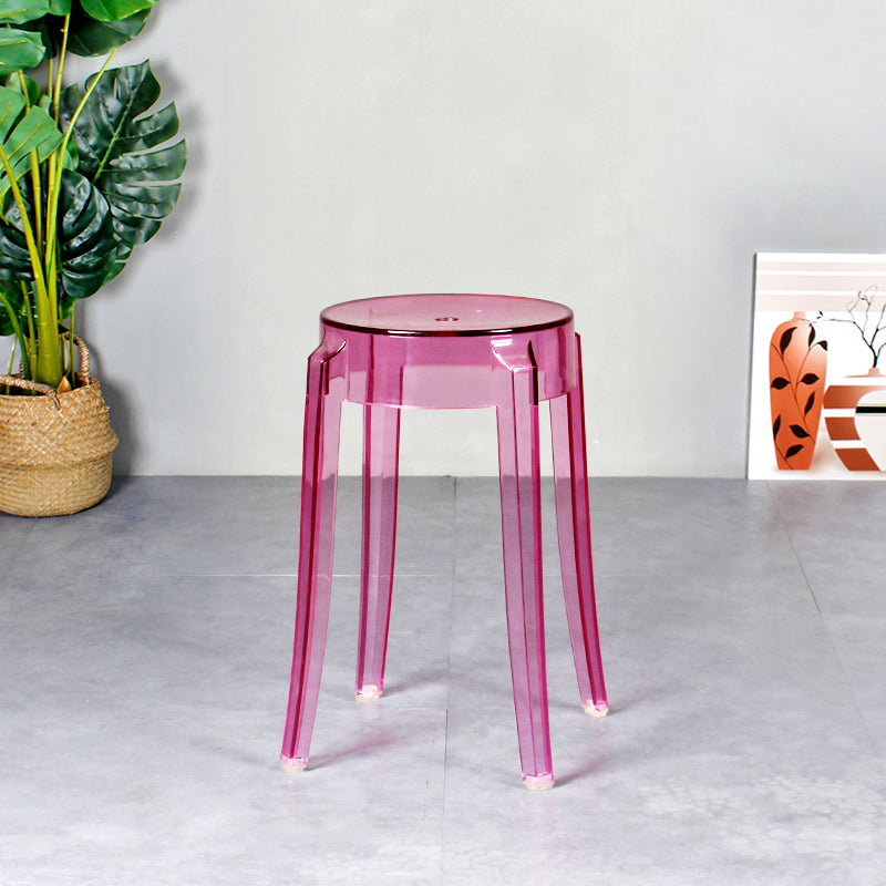 Modern Armless Backless Counter Stool Plastic Living Room Bar Stool with Plastic Pedal Pink 1 Piece Short Stool(18"H) Clearhalo 'Bar Furniture' 'Bar Stools' 'bar_stools' 'furn' 'furn_bar_stools' 'furniture_bar_stools' 'Kitchen & Dining Furniture' 'kitchen&dining_furn' 'kitchen' 'kitchen_furn' Furniture' 4251034