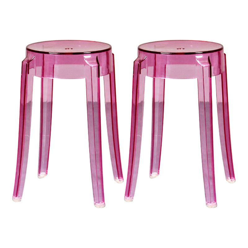 Modern Armless Backless Counter Stool Plastic Living Room Bar Stool with Plastic Pedal Pink 2 Piece Set Short Stool(18"H) Clearhalo 'Bar Furniture' 'Bar Stools' 'bar_stools' 'furn' 'furn_bar_stools' 'furniture_bar_stools' 'Kitchen & Dining Furniture' 'kitchen&dining_furn' 'kitchen' 'kitchen_furn' Furniture' 4251035