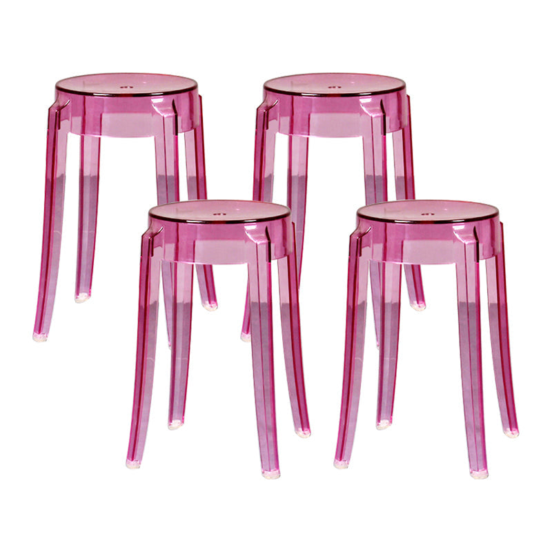 Modern Armless Backless Counter Stool Plastic Living Room Bar Stool with Plastic Pedal Pink 4 Piece Set Short Stool(18"H) Clearhalo 'Bar Furniture' 'Bar Stools' 'bar_stools' 'furn' 'furn_bar_stools' 'furniture_bar_stools' 'Kitchen & Dining Furniture' 'kitchen&dining_furn' 'kitchen' 'kitchen_furn' Furniture' 4251036