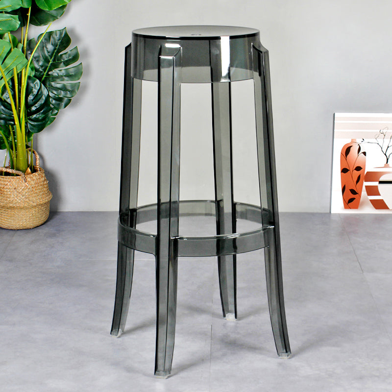 Modern Armless Backless Counter Stool Plastic Living Room Bar Stool with Plastic Pedal Smoke Gray 1 Piece Bar Stool(30"H) Clearhalo 'Bar Furniture' 'Bar Stools' 'bar_stools' 'furn' 'furn_bar_stools' 'furniture_bar_stools' 'Kitchen & Dining Furniture' 'kitchen&dining_furn' 'kitchen' 'kitchen_furn' Furniture' 4251037