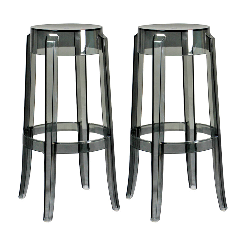 Modern Armless Backless Counter Stool Plastic Living Room Bar Stool with Plastic Pedal Smoke Gray 2 Piece Set Bar Stool(30"H) Clearhalo 'Bar Furniture' 'Bar Stools' 'bar_stools' 'furn' 'furn_bar_stools' 'furniture_bar_stools' 'Kitchen & Dining Furniture' 'kitchen&dining_furn' 'kitchen' 'kitchen_furn' Furniture' 4251038