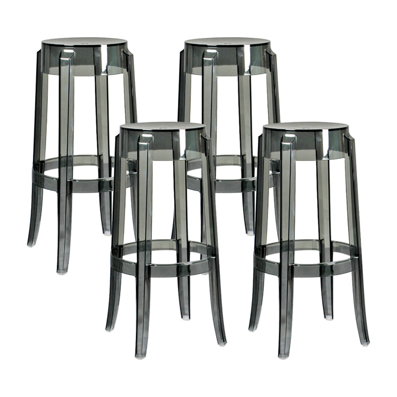 Modern Armless Backless Counter Stool Plastic Living Room Bar Stool with Plastic Pedal Smoke Gray 4 Piece Set Bar Stool(30"H) Clearhalo 'Bar Furniture' 'Bar Stools' 'bar_stools' 'furn' 'furn_bar_stools' 'furniture_bar_stools' 'Kitchen & Dining Furniture' 'kitchen&dining_furn' 'kitchen' 'kitchen_furn' Furniture' 4251039