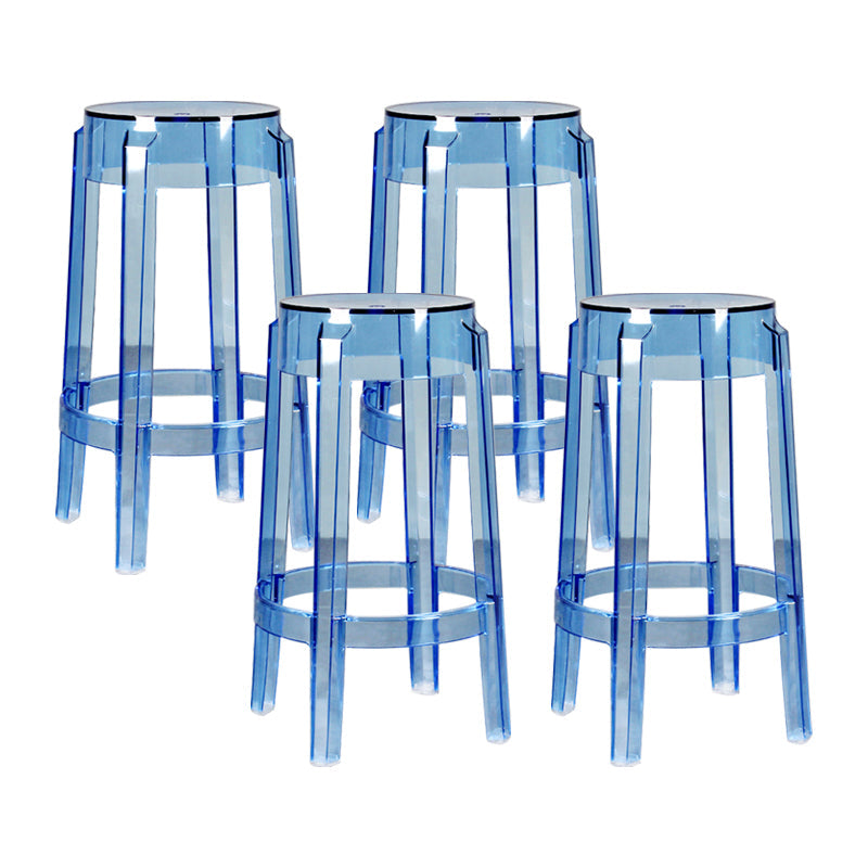 Modern Armless Backless Counter Stool Plastic Living Room Bar Stool with Plastic Pedal Light Blue 4 Piece Set Counter Stool(26"H) Clearhalo 'Bar Furniture' 'Bar Stools' 'bar_stools' 'furn' 'furn_bar_stools' 'furniture_bar_stools' 'Kitchen & Dining Furniture' 'kitchen&dining_furn' 'kitchen' 'kitchen_furn' Furniture' 4251042
