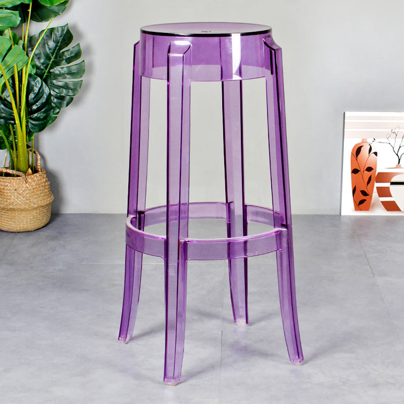 Modern Armless Backless Counter Stool Plastic Living Room Bar Stool with Plastic Pedal Purple 1 Piece Bar Stool(30"H) Clearhalo 'Bar Furniture' 'Bar Stools' 'bar_stools' 'furn' 'furn_bar_stools' 'furniture_bar_stools' 'Kitchen & Dining Furniture' 'kitchen&dining_furn' 'kitchen' 'kitchen_furn' Furniture' 4251043