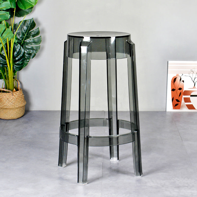 Modern Armless Backless Counter Stool Plastic Living Room Bar Stool with Plastic Pedal Smoke Gray 1 Piece Counter Stool(26"H) Clearhalo 'Bar Furniture' 'Bar Stools' 'bar_stools' 'furn' 'furn_bar_stools' 'furniture_bar_stools' 'Kitchen & Dining Furniture' 'kitchen&dining_furn' 'kitchen' 'kitchen_furn' Furniture' 4251046