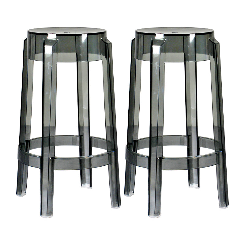 Modern Armless Backless Counter Stool Plastic Living Room Bar Stool with Plastic Pedal Smoke Gray 2 Piece Set Counter Stool(26"H) Clearhalo 'Bar Furniture' 'Bar Stools' 'bar_stools' 'furn' 'furn_bar_stools' 'furniture_bar_stools' 'Kitchen & Dining Furniture' 'kitchen&dining_furn' 'kitchen' 'kitchen_furn' Furniture' 4251047