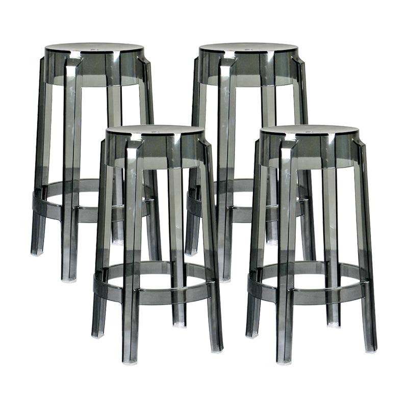 Modern Armless Backless Counter Stool Plastic Living Room Bar Stool with Plastic Pedal Smoke Gray 4 Piece Set Counter Stool(26"H) Clearhalo 'Bar Furniture' 'Bar Stools' 'bar_stools' 'furn' 'furn_bar_stools' 'furniture_bar_stools' 'Kitchen & Dining Furniture' 'kitchen&dining_furn' 'kitchen' 'kitchen_furn' Furniture' 4251048