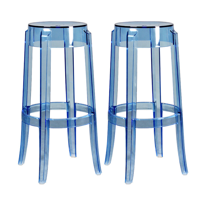Modern Armless Backless Counter Stool Plastic Living Room Bar Stool with Plastic Pedal Light Blue 2 Piece Set Bar Stool(30"H) Clearhalo 'Bar Furniture' 'Bar Stools' 'bar_stools' 'furn' 'furn_bar_stools' 'furniture_bar_stools' 'Kitchen & Dining Furniture' 'kitchen&dining_furn' 'kitchen' 'kitchen_furn' Furniture' 4251050