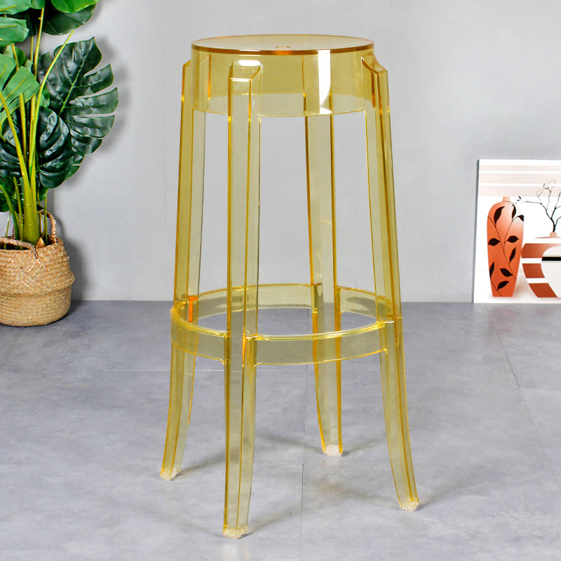 Modern Armless Backless Counter Stool Plastic Living Room Bar Stool with Plastic Pedal Yellow 1 Piece Bar Stool(30"H) Clearhalo 'Bar Furniture' 'Bar Stools' 'bar_stools' 'furn' 'furn_bar_stools' 'furniture_bar_stools' 'Kitchen & Dining Furniture' 'kitchen&dining_furn' 'kitchen' 'kitchen_furn' Furniture' 4251052
