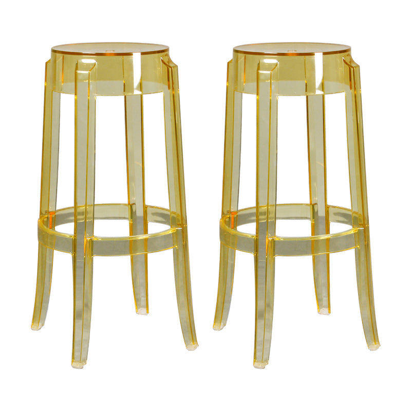 Modern Armless Backless Counter Stool Plastic Living Room Bar Stool with Plastic Pedal Yellow 2 Piece Set Bar Stool(30"H) Clearhalo 'Bar Furniture' 'Bar Stools' 'bar_stools' 'furn' 'furn_bar_stools' 'furniture_bar_stools' 'Kitchen & Dining Furniture' 'kitchen&dining_furn' 'kitchen' 'kitchen_furn' Furniture' 4251053