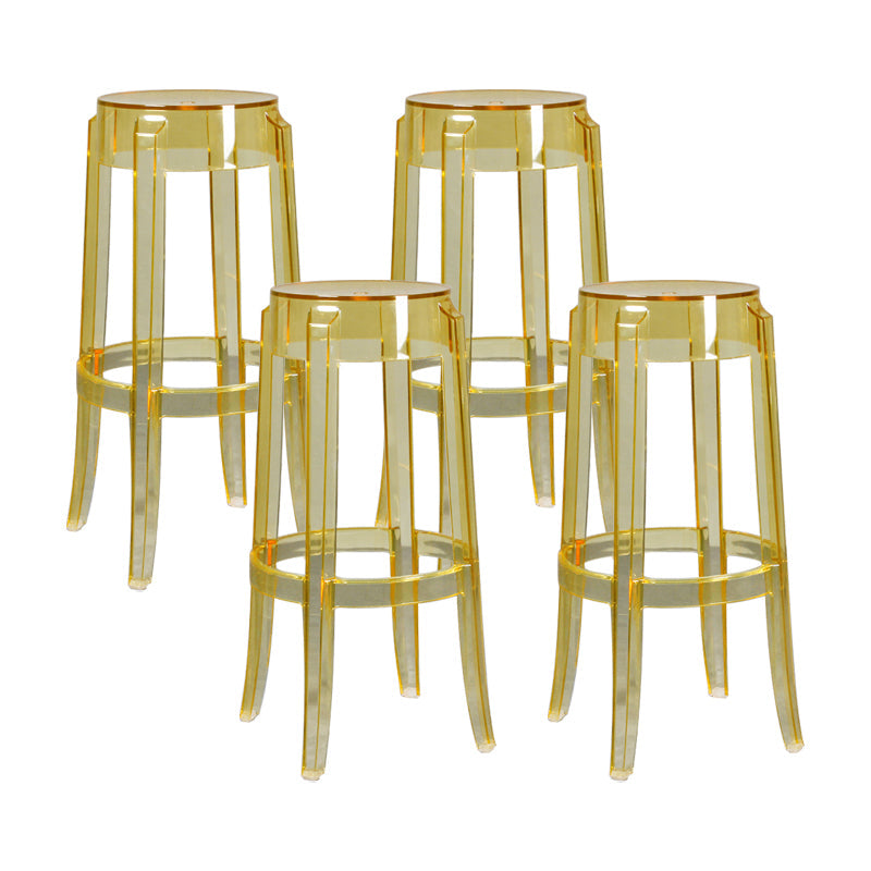 Modern Armless Backless Counter Stool Plastic Living Room Bar Stool with Plastic Pedal Yellow 4 Piece Set Bar Stool(30"H) Clearhalo 'Bar Furniture' 'Bar Stools' 'bar_stools' 'furn' 'furn_bar_stools' 'furniture_bar_stools' 'Kitchen & Dining Furniture' 'kitchen&dining_furn' 'kitchen' 'kitchen_furn' Furniture' 4251054