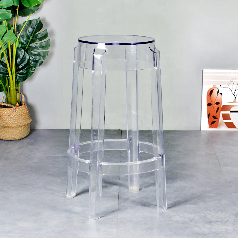 Modern Armless Backless Counter Stool Plastic Living Room Bar Stool with Plastic Pedal Clear 1 Piece Counter Stool(26"H) Clearhalo 'Bar Furniture' 'Bar Stools' 'bar_stools' 'furn' 'furn_bar_stools' 'furniture_bar_stools' 'Kitchen & Dining Furniture' 'kitchen&dining_furn' 'kitchen' 'kitchen_furn' Furniture' 4251055