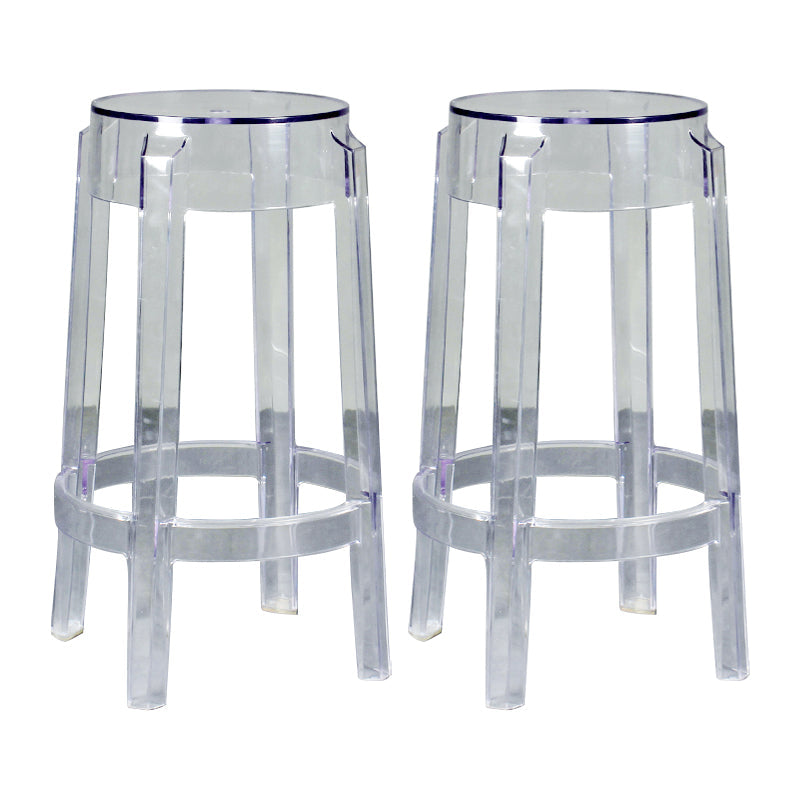Modern Armless Backless Counter Stool Plastic Living Room Bar Stool with Plastic Pedal Clear 2 Piece Set Counter Stool(26"H) Clearhalo 'Bar Furniture' 'Bar Stools' 'bar_stools' 'furn' 'furn_bar_stools' 'furniture_bar_stools' 'Kitchen & Dining Furniture' 'kitchen&dining_furn' 'kitchen' 'kitchen_furn' Furniture' 4251056