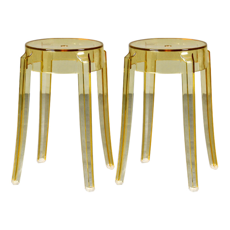 Modern Armless Backless Counter Stool Plastic Living Room Bar Stool with Plastic Pedal Yellow 2 Piece Set Short Stool(18"H) Clearhalo 'Bar Furniture' 'Bar Stools' 'bar_stools' 'furn' 'furn_bar_stools' 'furniture_bar_stools' 'Kitchen & Dining Furniture' 'kitchen&dining_furn' 'kitchen' 'kitchen_furn' Furniture' 4251059