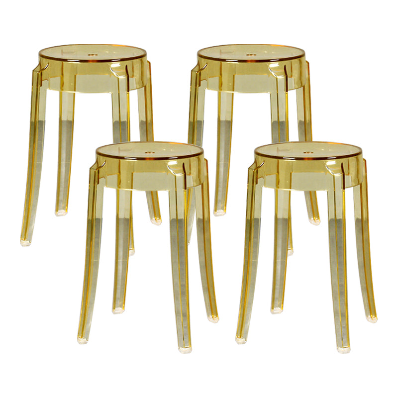 Modern Armless Backless Counter Stool Plastic Living Room Bar Stool with Plastic Pedal Yellow 4 Piece Set Short Stool(18"H) Clearhalo 'Bar Furniture' 'Bar Stools' 'bar_stools' 'furn' 'furn_bar_stools' 'furniture_bar_stools' 'Kitchen & Dining Furniture' 'kitchen&dining_furn' 'kitchen' 'kitchen_furn' Furniture' 4251060