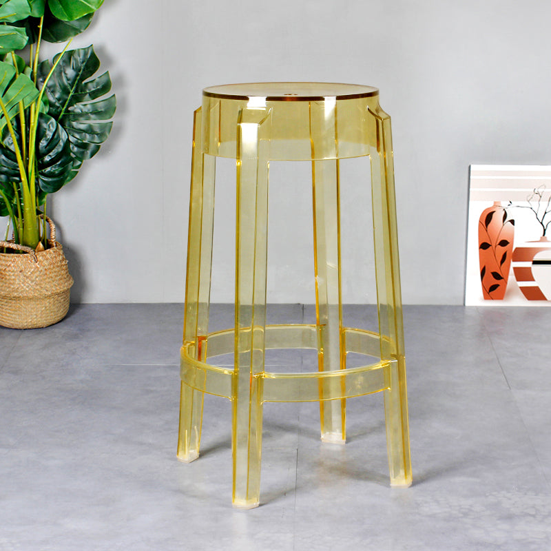 Modern Armless Backless Counter Stool Plastic Living Room Bar Stool with Plastic Pedal Yellow 1 Piece Counter Stool(26"H) Clearhalo 'Bar Furniture' 'Bar Stools' 'bar_stools' 'furn' 'furn_bar_stools' 'furniture_bar_stools' 'Kitchen & Dining Furniture' 'kitchen&dining_furn' 'kitchen' 'kitchen_furn' Furniture' 4251061