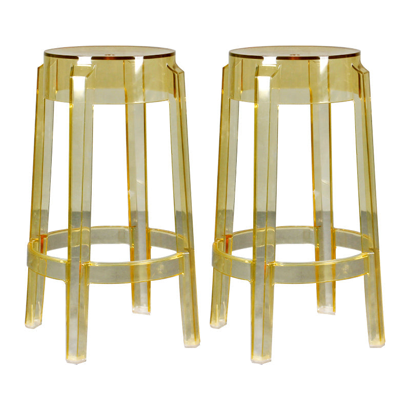 Modern Armless Backless Counter Stool Plastic Living Room Bar Stool with Plastic Pedal Yellow 2 Piece Set Counter Stool(26"H) Clearhalo 'Bar Furniture' 'Bar Stools' 'bar_stools' 'furn' 'furn_bar_stools' 'furniture_bar_stools' 'Kitchen & Dining Furniture' 'kitchen&dining_furn' 'kitchen' 'kitchen_furn' Furniture' 4251062