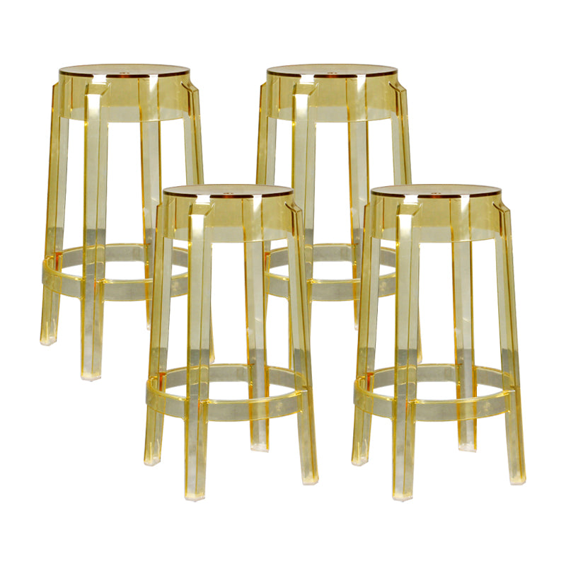 Modern Armless Backless Counter Stool Plastic Living Room Bar Stool with Plastic Pedal Yellow 4 Piece Set Counter Stool(26"H) Clearhalo 'Bar Furniture' 'Bar Stools' 'bar_stools' 'furn' 'furn_bar_stools' 'furniture_bar_stools' 'Kitchen & Dining Furniture' 'kitchen&dining_furn' 'kitchen' 'kitchen_furn' Furniture' 4251063
