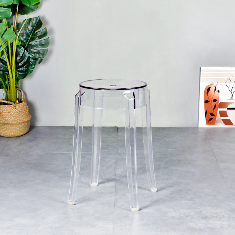 Modern Armless Backless Counter Stool Plastic Living Room Bar Stool with Plastic Pedal Clear 1 Piece Short Stool(18"H) Clearhalo 'Bar Furniture' 'Bar Stools' 'bar_stools' 'furn' 'furn_bar_stools' 'furniture_bar_stools' 'Kitchen & Dining Furniture' 'kitchen&dining_furn' 'kitchen' 'kitchen_furn' Furniture' 4251064
