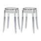 Modern Armless Backless Counter Stool Plastic Living Room Bar Stool with Plastic Pedal Clear 2 Piece Set Short Stool(18"H) Clearhalo 'Bar Furniture' 'Bar Stools' 'bar_stools' 'furn' 'furn_bar_stools' 'furniture_bar_stools' 'Kitchen & Dining Furniture' 'kitchen&dining_furn' 'kitchen' 'kitchen_furn' Furniture' 4251065