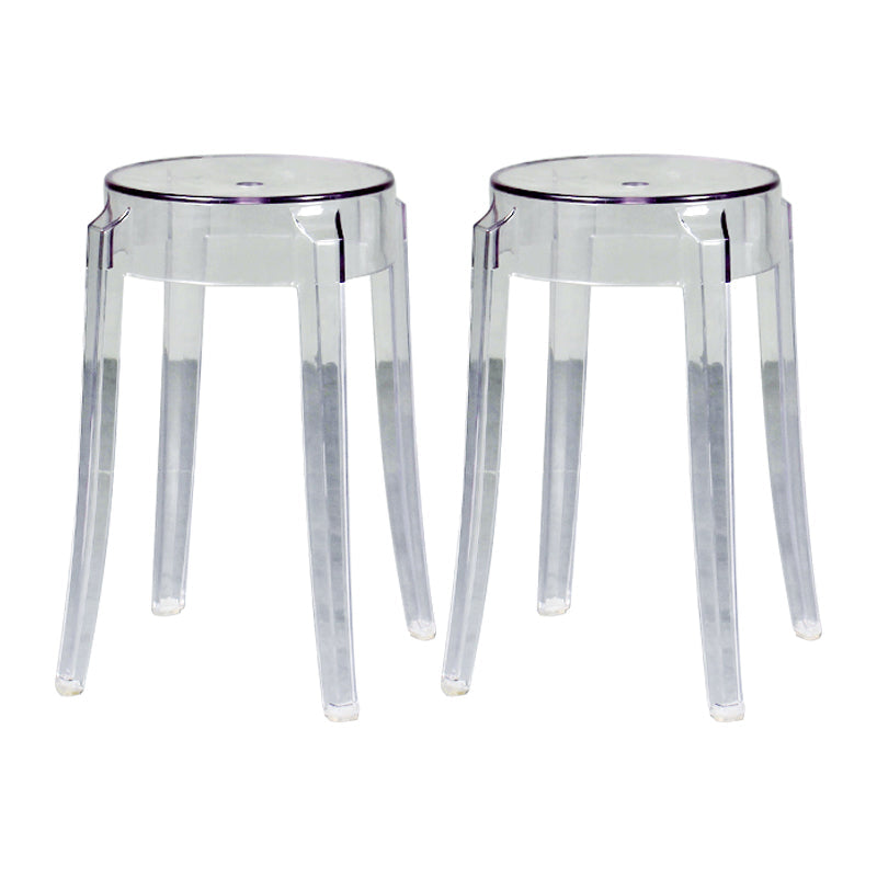 Modern Armless Backless Counter Stool Plastic Living Room Bar Stool with Plastic Pedal Clear 2 Piece Set Short Stool(18"H) Clearhalo 'Bar Furniture' 'Bar Stools' 'bar_stools' 'furn' 'furn_bar_stools' 'furniture_bar_stools' 'Kitchen & Dining Furniture' 'kitchen&dining_furn' 'kitchen' 'kitchen_furn' Furniture' 4251065